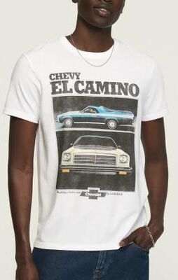 Lucky Brand Chevy El Camino Tee - Men's Clothing Tops Shirts Tee Graphic T Shirts in Bright White, Size M