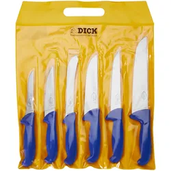 F. Dick ErgoGrip Messerset 6-tlg, Küchenmesser, Silber, Blau