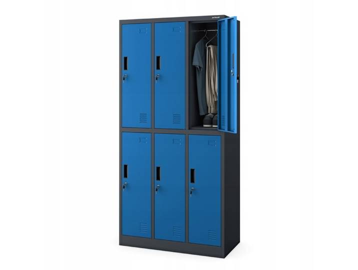 Armoire Métallique IGOR 185x90x45cm Anthracite-Bleu avec 6 Casiers
