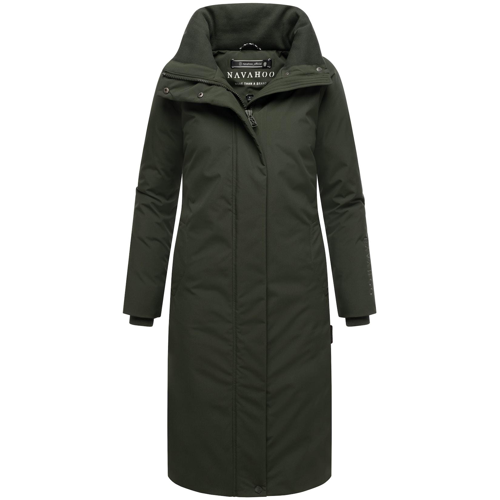 NAVAHOO Damen Wintermantel langer Mantel warm, wasserabweisend, winddicht, atmungsaktiv, Damenjacke für Winter Traumblüte
