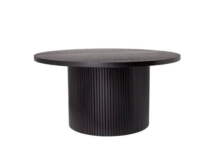 Table basse ronde Logidon en bois massif noir 90x90 cm chêne MDF