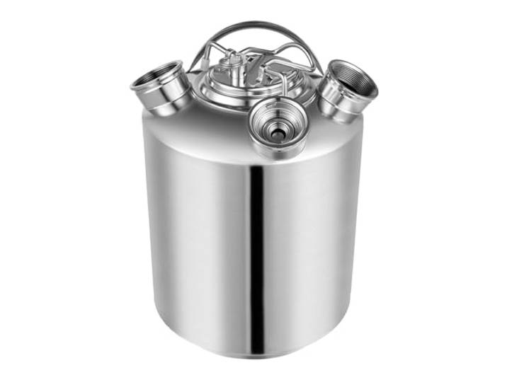 chennnls Edelstahl Bier Can Reinigungsbehälter10 Liter Bierreinigungsfass Biermaschine 3-Kopf Zapfanlage Bier Cleaning Reinigungsfass für Bierzapfanlage,Edelstahl Beer Cleaning Can