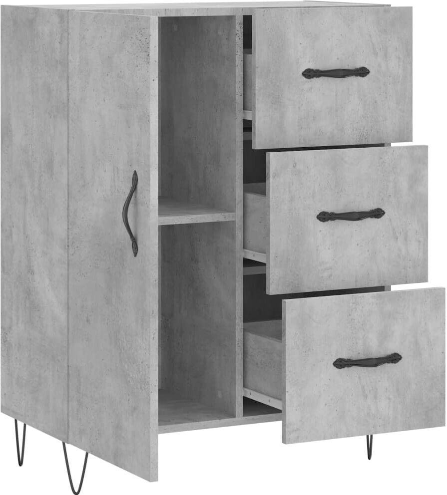 vidaXL Buffet gris béton 69,5x34x90 cm bois d'ingénierie