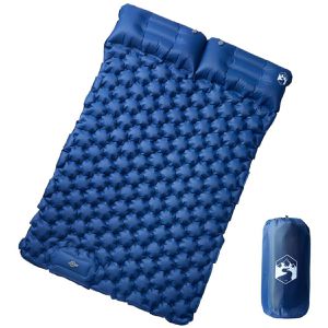 vidaXL Isomatte 4007103, marineblau, aufblasbar, 195 x 130 x 8,5cm, 960g, mit Kopfkissen & Fußpumpe
