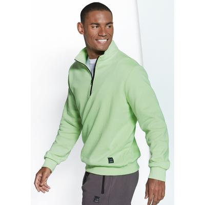Sweatshirt JOHN DEVIN, Herren, Gr. XXL (60/62), grün (hellgrün), angeraute Sweatware, Obermaterial: 60% Baumwolle, 40% Polyester, unifarben, bequem normal, Rundhals, angesetztes Bündchen, Sweatshirts Sweatshirt, Troyer mit schwarzem Reißverschluss...