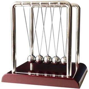 ModernMart Newton's Cradle: Square Design Metal Pendulum Toy For Educational Physics & Office Stress Relief red L