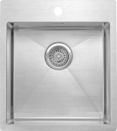 Lavabo KUBUS 440 soft Edelstahlspüle mit Raumsparventil / Ausschnittmaße: 420 x 480 / Spüle / Lavabo / Designspüle