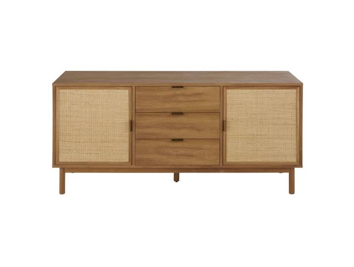 Buffet 2 portes 3 tiroirs cannage en rotin L154