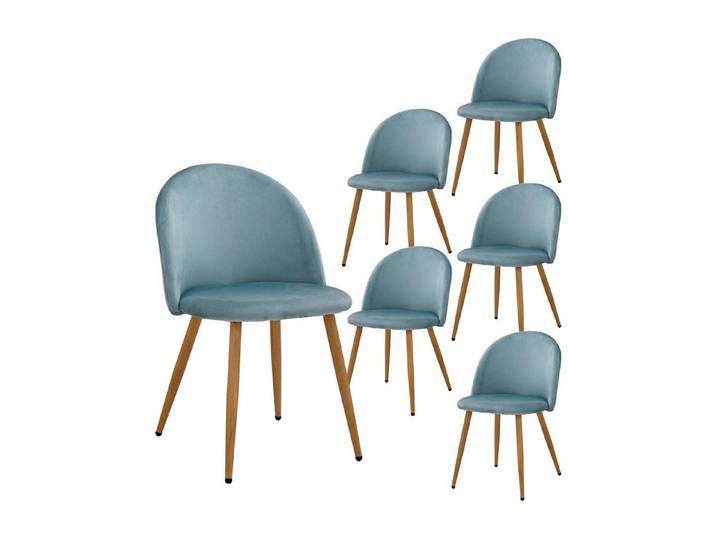 LuxusKollektion Esszimmerstuhl Esszimmerstuhl Samt Set Wohnzimmer Schlafzimmer Küche 6 Stühle Grün