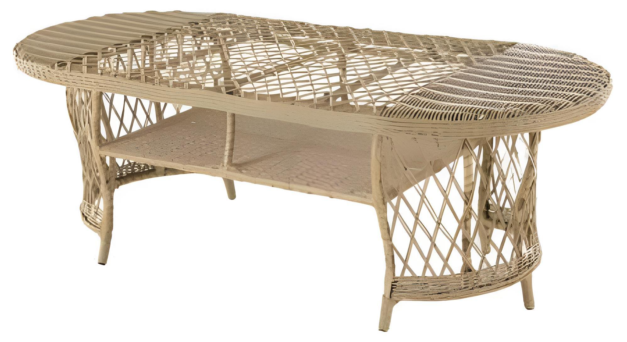 Tisch Beige Moderner Stil Metallrahmen Untere Ablage Gartentisch Neu