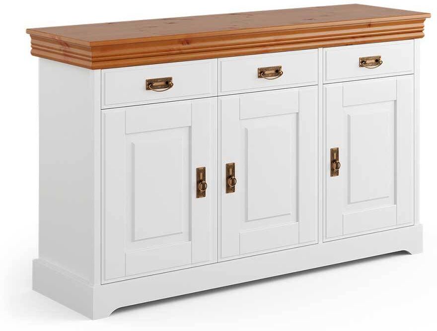 Pharao24.de Sideboard Kommode in Weiß mit drei Schubladen