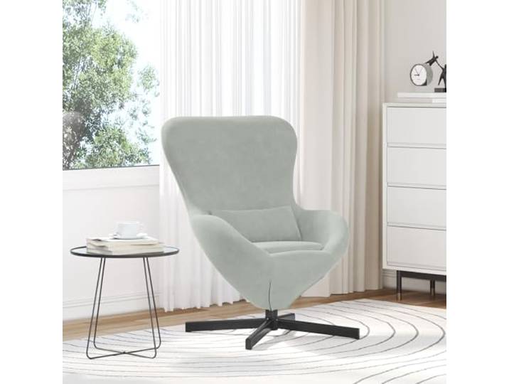 HEFZGDB Ergonomischer Sessel mit Schwenkfunktion in Hellgrau Samt für Wohnzimmer und Büro