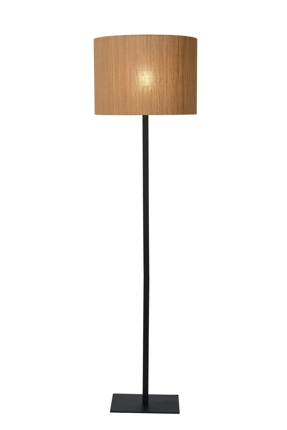 Lucide Magius Vloerlamp van Rattan en Bamboe - Bruin/Zwart - Ø 42 cm, Hoogte: 156,5 cm