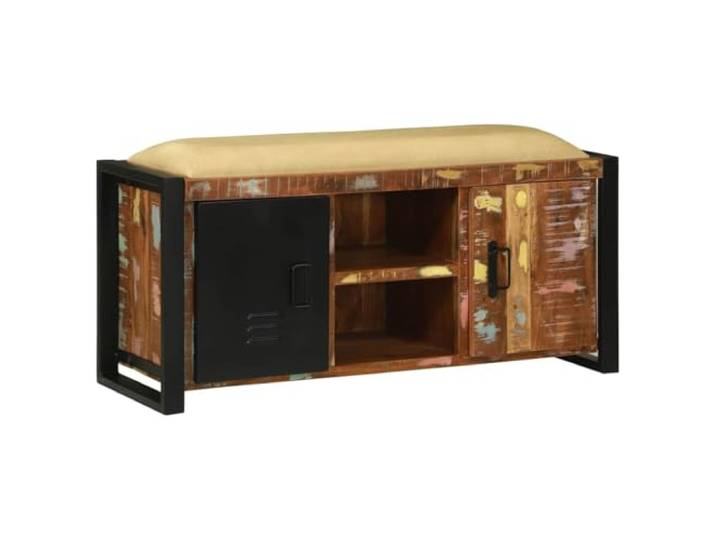 GKHPYURE Schrank Bank mehrfarbig 100 x 35 x 50 cm aus Massivholz 2 Einlegeböden, 2 Türen, Kapazität 110 kg, Massivholz, Eingangsmöbel, Montage erforderlich