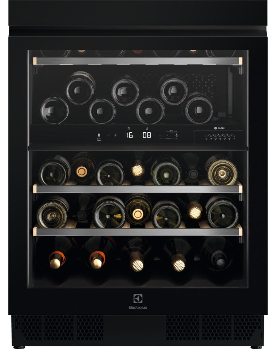 Electrolux EWUD040B8B, Weinkühler mit Kompressor, Integriert, 40 Flasche(n), G, Schwarz, Schwarz