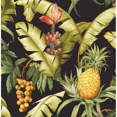 NextWall Pineapple Floral Peel and Stick Wallpaper