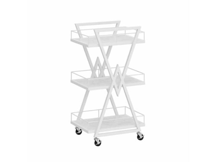 DFHetFH Rollwagen 3-stufiger Rollwagen, Küchen-Aufbewahrungswagen Aus Eisen Mit Rädern, Aufbewahrungswagen, Servierwagen Öko-Brett Für Zuhause Und Hotel Küchenwagen(White)