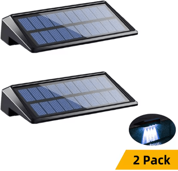Uplift Curations 2 Pack Solar Fence Lights Outdoor Solar Wall Lights IP44 Waterproof For Backyard Deck Porch Step Lighting white