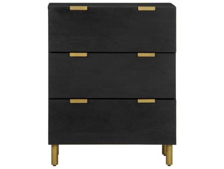 KTHLBRH Anrichte schwarz 60 x 33 x 75 cm aus mehrschichtigem Holz Mit Griffen, Metallfüßen, Kippschutz, für Küche, Bad, Wohnzimmer