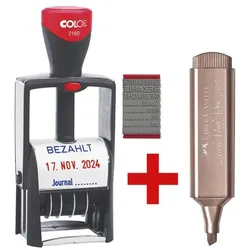 Colop Datumstempel »2160/RL« inkl. Textmarker »TL 46 Metallic« rosé rosa, 6.2x15x4.1 cm