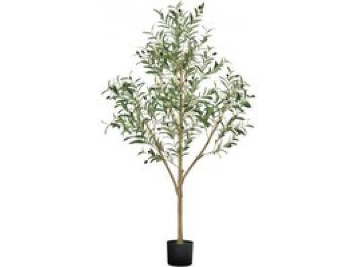 VEVOR Künstlicher Olivenbaum, 1,5 m, mit schwarzem Topf, Kunstbaum mit natürlichem Holzstamm & realistischen grünen Blättern & Früchten, Kunstpflanze für Innenbereich, Zuhause, Büro, Wohnzimmer