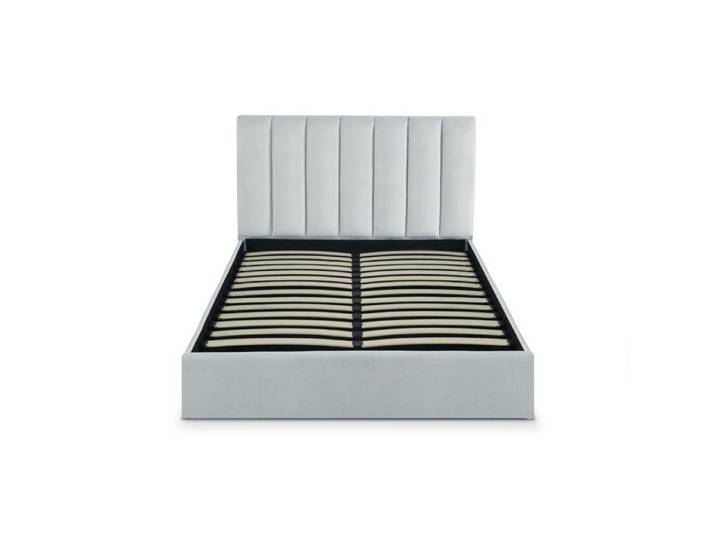 MOSAIKASA Lit Coffre Songe + Sommier Velours Argent 140cm