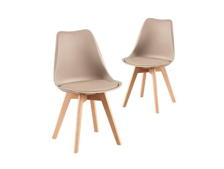 LuxusKollektion Esszimmerstuhl Esszimmerstuhl Skandinavisch Massivholz Buche Polsterung 2 Beige