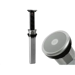 TecLines, Steckdosenleiste, TVS007S versenkbare 3-fach Steckdosenleiste mit 2x USB, silber (USB-A)