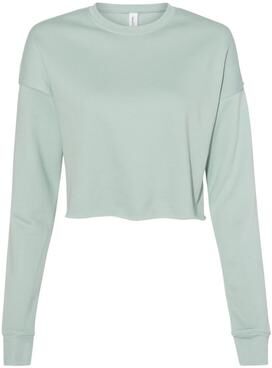 Bella + Canvas B7503 Women's Crop Fleece Crewneck Sweatshirt in Dusty Blue size 2XL 7503
