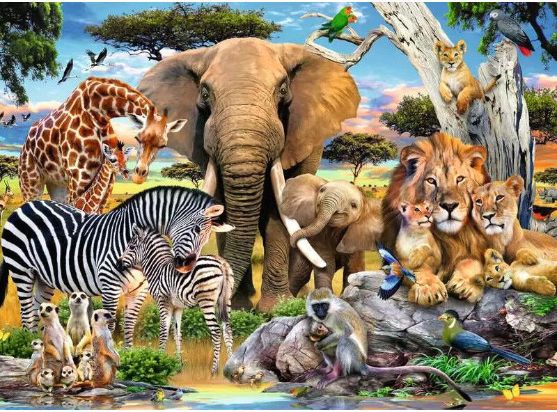 Puzzle Large 500 pcs Les bébés de la savane - Ravensburger