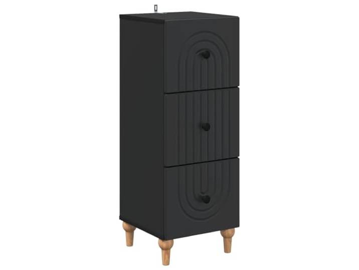 Favemtsl Schubladenkommode Schwarz 33x34,5x90 cm Holzwerkstoff Kompakter Beistellschrank im Vintage-Look für Schlafzimmer und Wohnzimmer mit drei Schubladen für geordnete Aufbewahrung.