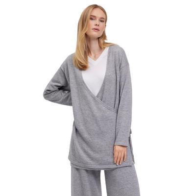 Cardigan FALKE "FALKE Cardigan", Damen, Gr. M/L, grau (light grau (3400)), Strickjacken