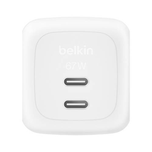 Belkin USB Ladegerät 67W 2x USB-C USB PD Weiß Innenbereich GaN, USB Power Delivery (USB-PD)