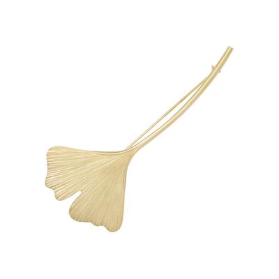 Brosche JOBO "Goldbrosche Ginko Ginkgo 33 mm", gold (gelbgold 375), Broschen, Damen, Gelbgold 375, Brosche, 375 Gold