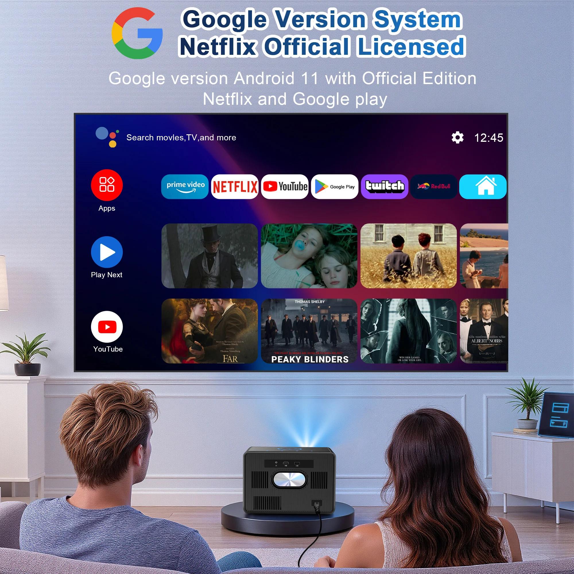 Smart-Google-TV-Projektor - X04ULTRA-Heimkinoprojektor - 4000 ANSI-Lumen - Full HD 1080p - Android 14 - 2 GB + 32 GB - Automatische Trapezkorrektur - Bluetooth 5.4