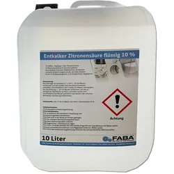 FABA Chemie Entkalker flüssig 10 Liter, vielseitig anwendbar, Kaffeevollautomat, Zitronensäure 10%