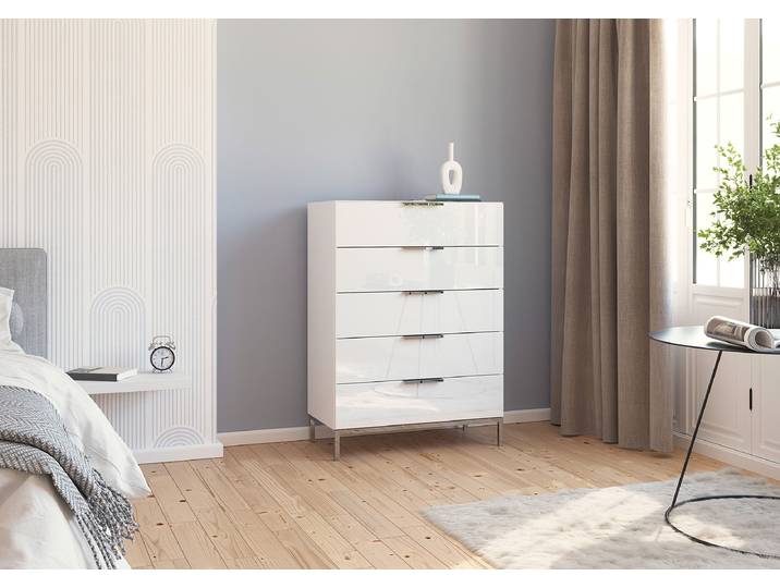 Commode Flipp en verre avec piètement B 80cm Blanc