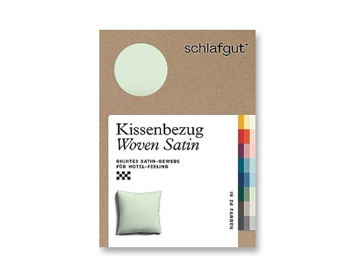 schlafgut Woven Satin Kissenbezug 80x80cm Green Light, Hotelqualität seidig