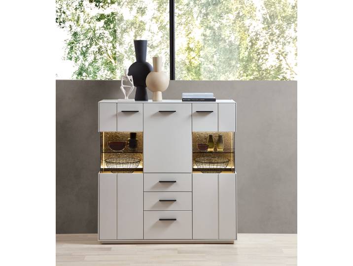 Wohn-Concept Como Highboard Holzwerkstoff/Granit Steinfurnier