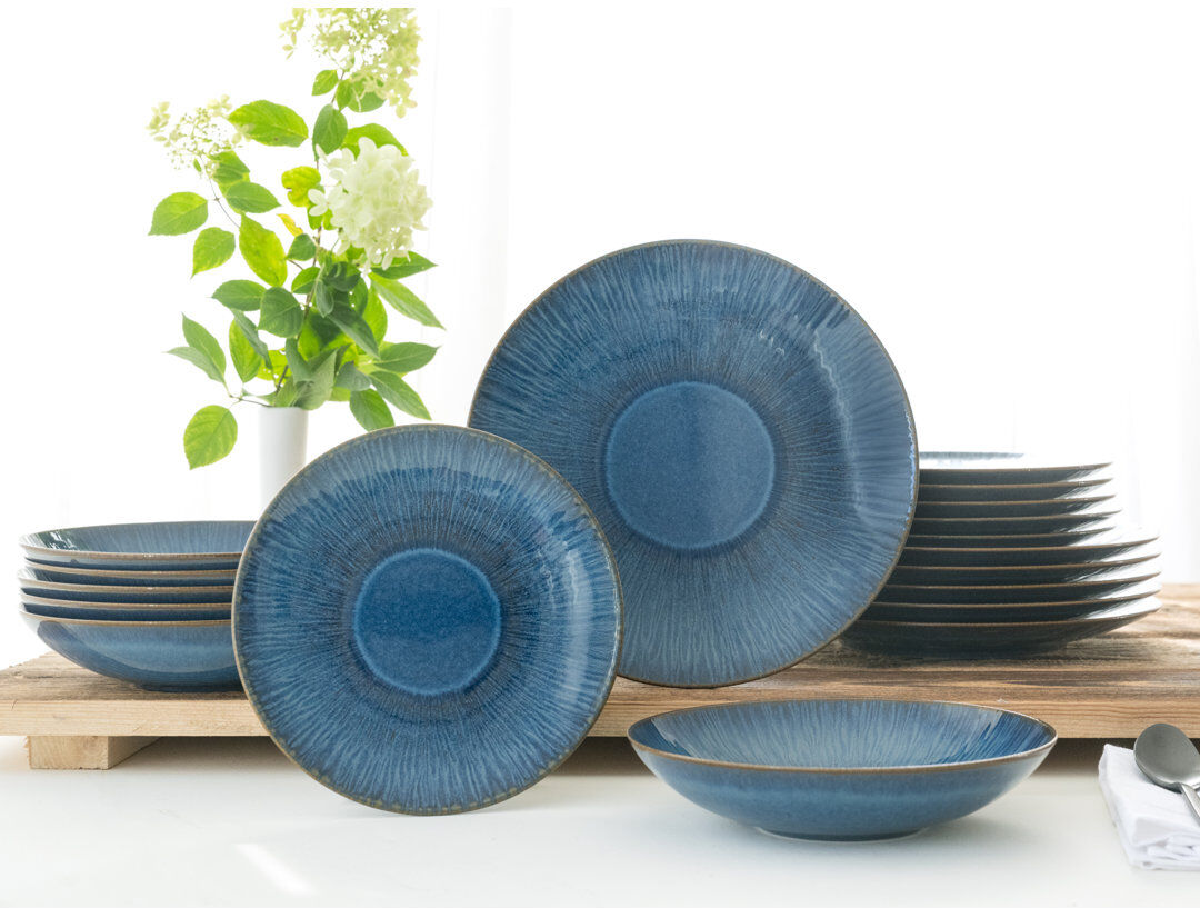 Creatable Sea Breeze 18 Piece Dinnerware Set, Service for 6 Blue 18