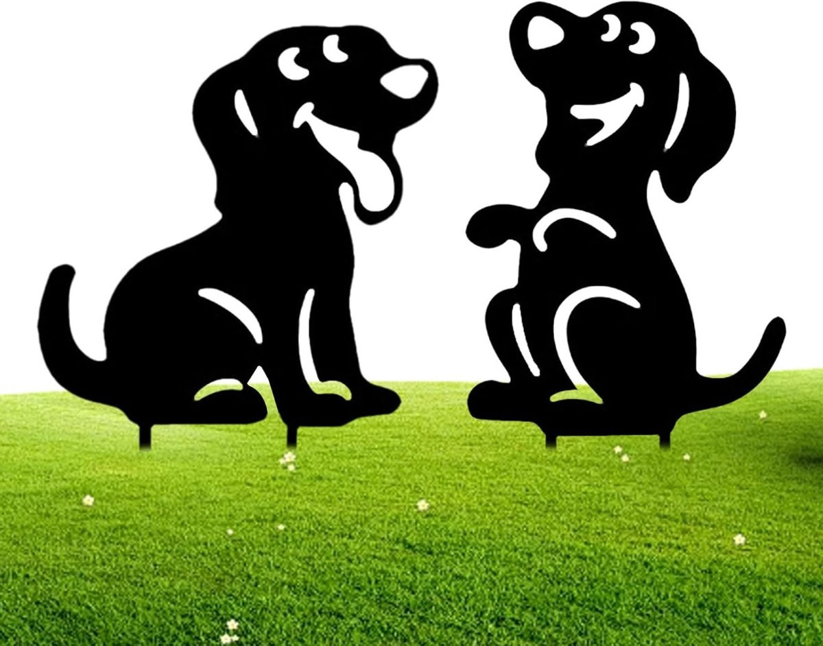 Decoratieve Tuinpalen met Puppy-Thema - Acryl Tuinversiering voor Buiten