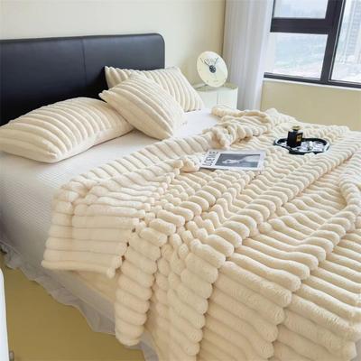 Inspired Finds Multifunctional Thick Striped Blanket For Bed Cover Nap And Pet Use white 59.06x78.74in