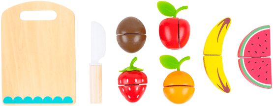 Tooky Toys Tooky Toy's Wooden Cutting Fruits for Kids - Develops Fine Motor Skills and Hand-Eye Coordination - Ages 3 and Up