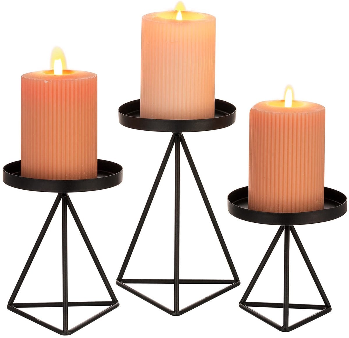 Unyqoos Klassieke Zwarte Metalen Kandelaar Set voor Stijlvolle Tafeldecoratie, 3 Delige Set
