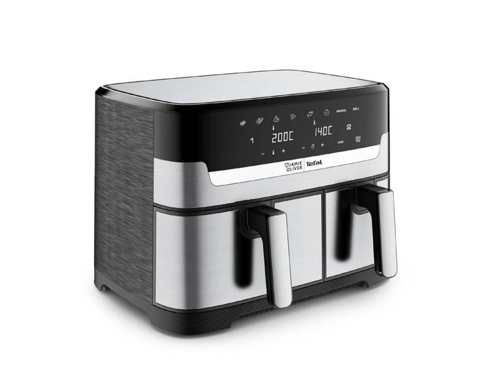 Tefal Heißluftfritteuse Jamie Oliver Dual Easy Fry & Grill, 2700 W, Dual Drawer, SYNC-Funktion, 8 Programme, 8,3 l Gesamtvolumen