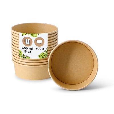 BIOZOYG 300 Stück Salatschale Kartonschale Schale To-go Verpackung biologisch abbaubar PLA-beschichtet fettresistent nachhaltig für warme Speisen