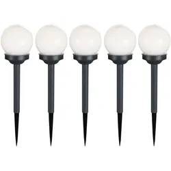 5er Set LED Außen Solar Lampen Kugel Design Erd Spieß Steck Leuchten Garten Weg Beleuchtung