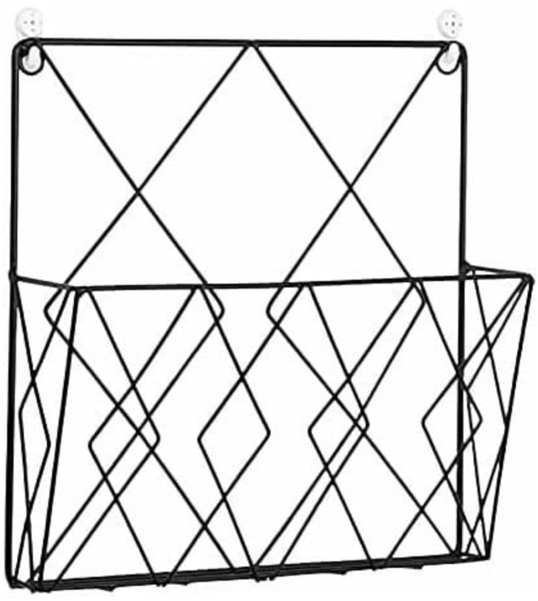 Zwart metalen tijdschriftenrek voor wandmontage en documentenhouder voor binnen