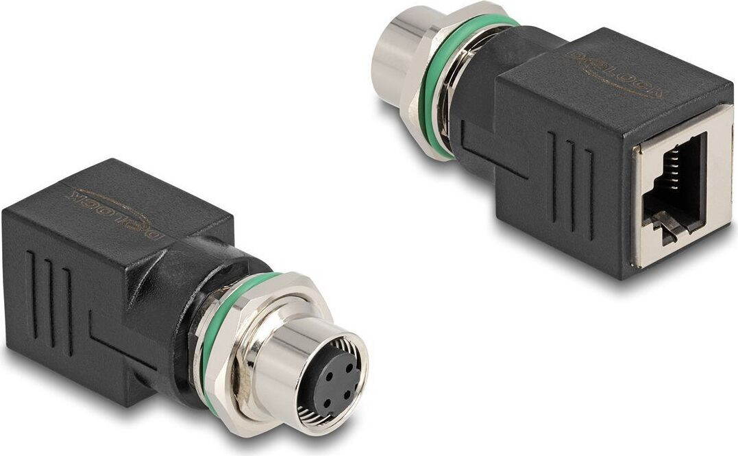 Delock Netwerkadapter M12 4-polig naar RJ-45 CAT 5e IP67 Zwart