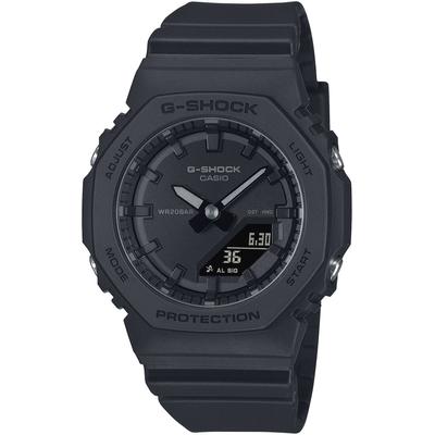 Chronograph CASIO G-SHOCK, schwarz (schwarz, schwarz), Armbanduhren, Damen, schwarz, Chronograph, Quarzuhr, Armbanduhr, Damenuhr, Herrenuhr, Stoppfunktion, Resinband
